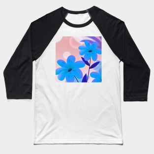 Flowers Art Aqua Blue Baseball T-Shirt